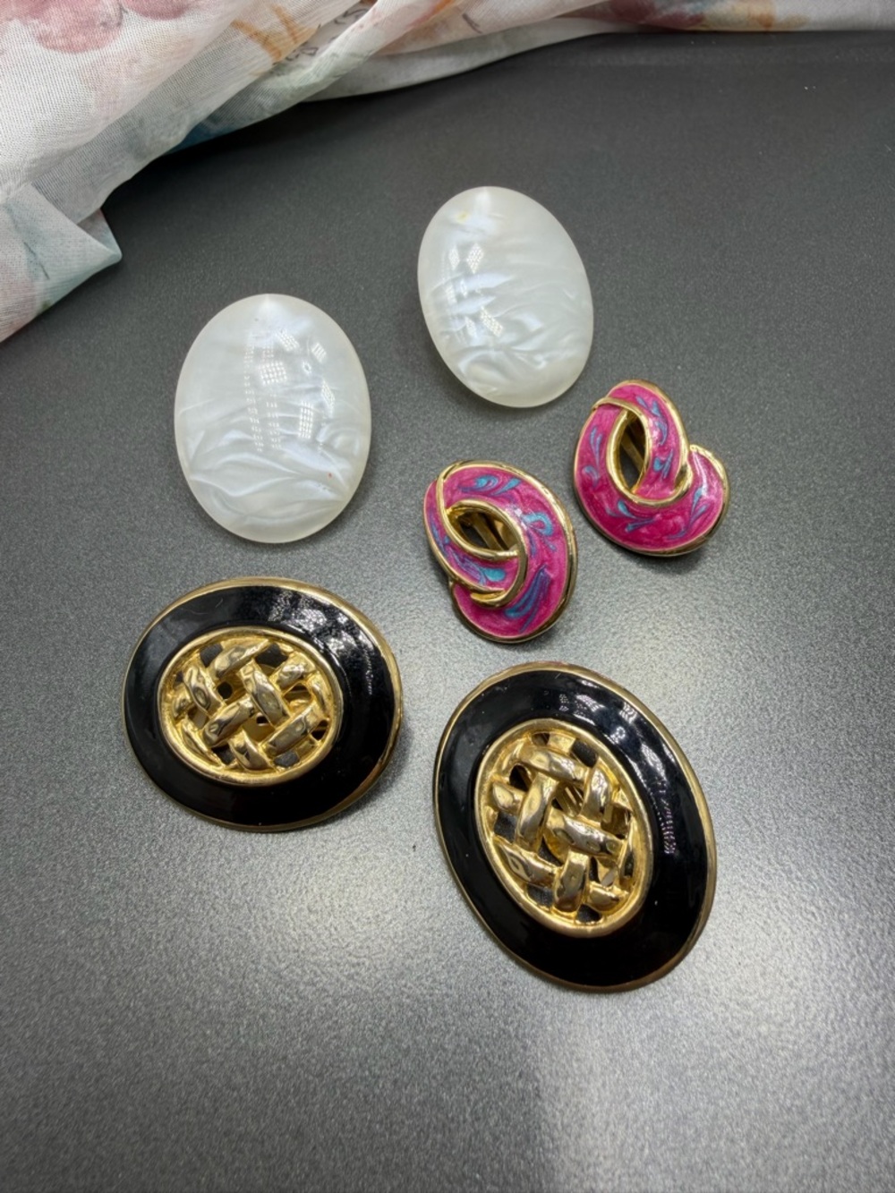 Vintage clip Earrings Three pair #340UE